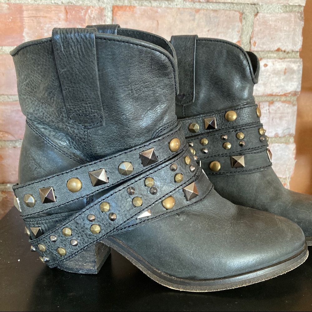 Corral Black Ankle Boots with Studded Straps